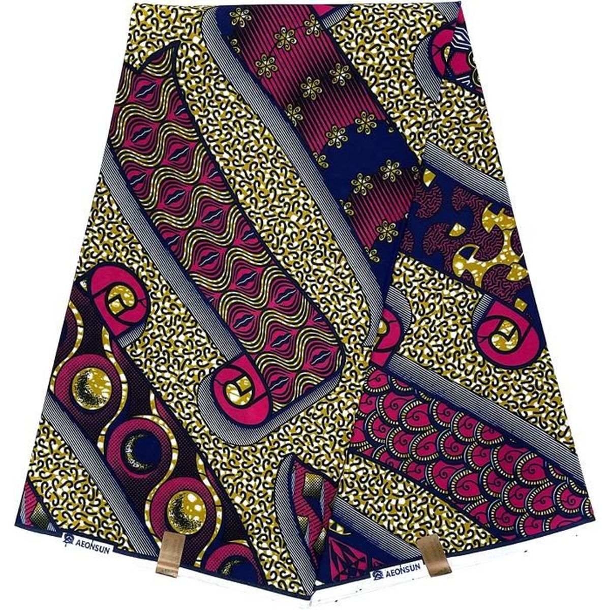 Tissu Wax Africain Pagne Imprimé - 6 Yards (environ 5.5m), Multicolore, Coton, Largeur ~120cm, Neuf