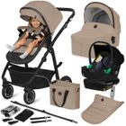 Poussette combinée 4en1 LIONELO Bianka -Jusqu'à 22Kg - Pack poussette, Nacelle, Siège auto, Base ISOFIX, sac et accessoires - Beige