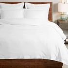 100% coton Parure Housse de Couette 140x200 2 Personne Blanc Satin de Coton Mercerisé 400 Fils avec fermeture à boutons - Pizuna