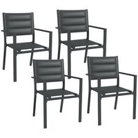 Ensemble de 4 chaises de jardin - OUTSUNNY - Aluminium et textilène - Gris