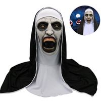 Masque d'horreur de d'halloween, Masque Nonne Cosplay Masques effrayants en Latex avec Foulard Casque intégral Accessoires de fête