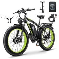 KETELES K800-2000W vélo électrique à double moteur avant et arrière- 21 vitesses-batterie Samsung 23AH-pneus tout-terrain 26*4-green