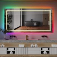 LUVODI Miroir Salle de Bain Lumineux Mural LED RGB avec Eclairage Integre Anti buee Miroir Mural Rectangulaire 120 x 60 cm