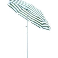 Parasol inclinable octogonal de plage Ø 180 cm tissu polyester haute densité anti-UV mât démontable vert blanc rayé