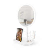 Miroir De Table Blanc Avec Led Et Porte-bijoux Rechargeable Mizo De Yoghi