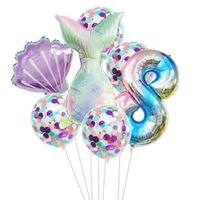SET DE VAISSELLE JETABLE ,7Pcs balloon No8--Vaisselle jetable la petite sirène Ariel princesse, vaisselle jetable, assiette en papie