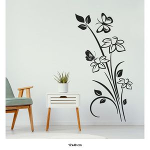 Papier peint à fleurs avec papillon | Papier autocollant (autocollant) ou vinyle non adhésif - France