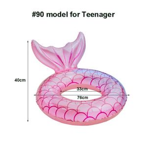 BOUÉE - BRASSARD rose 90 - Anneau de natation gonflable pour enfants et adultes, forme sirène, avec dossier, anneau flottant,