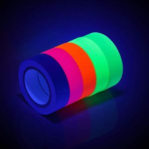1,3 cm x 16,5 pieds Whaline Ruban adh/ésif fluorescent 6 couleurs fluorescentes lumi/ère noire UV phosphorescente