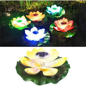 SUQ 5PCS Lampe de Lotus pour l'Extérieur Étanche Nénuphars Artificiels Flottants 18CM Lumière Flottante à l'Eau Nénuphars Fleurs Feuille de Lotus Jardin Lumière pour Jardin Piscine Étang Fontaine 