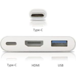Adaptateur USB type C 3.1 vers USB type C femelle + USB A femelle + HDMI  femelle CONNECTLAND Réf.0301602-AD-USB-C-M-USB