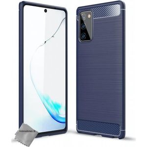 COQUE - BUMPER Coque silicone gel carbone pour Samsung Galaxy Note 20 + film ecran - BLEU FONCE