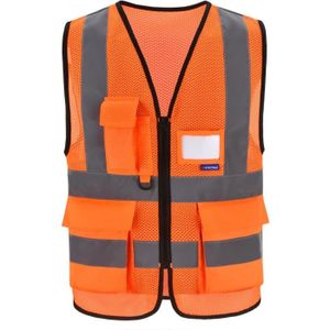 HAUTE VISIBILITÉ Gilet Fluorescent de Sécurité  Veste Gilet Orange 