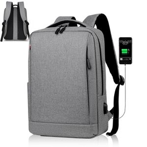 Gris Kono Sac à Dos Homme Ordinateur Portableavec Port de Charge USB Fonctionnel Sac a Dos PC Portable 15.6 Pouces Antivol Étanche Sac à Dos pour Voyage Affaires École 