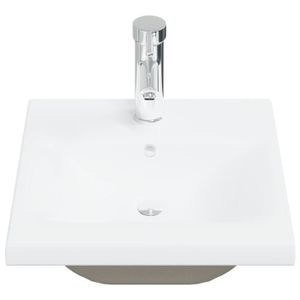LAVABO - VASQUE Lavabo encastré avec robinet - VINGVO - 42x39x18 cm - Céramique Blanc