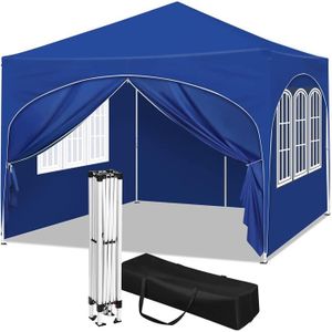 TONNELLE - BARNUM WOLTU Tonnelle de Jardin, Pergola Pliante 3x3m avec 4 Parois Latérales, Hauteur Réglable, Imperméable, Protection de UV, Bleu