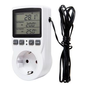 COMMANDE CHAUFFAGE EU Plug -Contrôleur de Thermostat multifonction avec écran LCD,détecteur de température à prise numérique avec fonction de chronomé