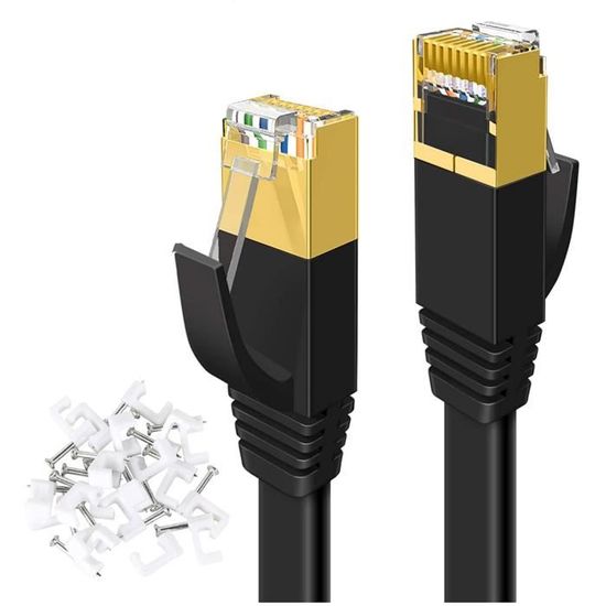 Câble Réseau Cat6 Blindé SFTP Sans Crochet De 50 Cm Cordon Ethernet Rj45 Anti Accroc Cable Patch M M Gris Cordon De Raccordement 50 Cm Bleu