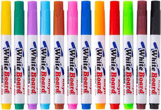 12 Feutres Tableau Blanc TWOHANDS - Pointe Ultra Fine 0,7mm, Faible Odeur, Noir