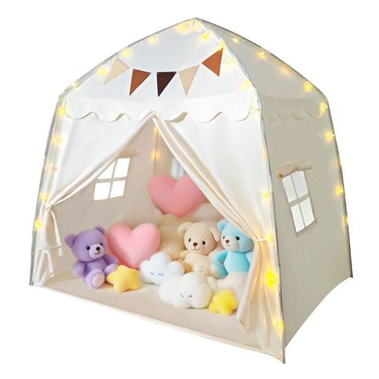 Tente Enfant Intérieur Avec Tapis, Tente De Jeux Cabane Enfant Avec Guirlandes Lumineuses Pour Garcons Filles Cadeau 120x105x128 Cm 98762882