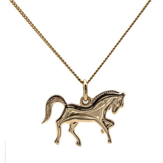 Collier cheval lot neuf pendentif et chaine en vrai plaqué or 750 avec boite