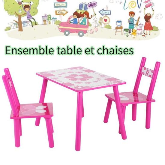 Ensemble Table et 2 Chaises en Bois pour Enfant Table d’activité pour Chambre d’Enfants - BOH