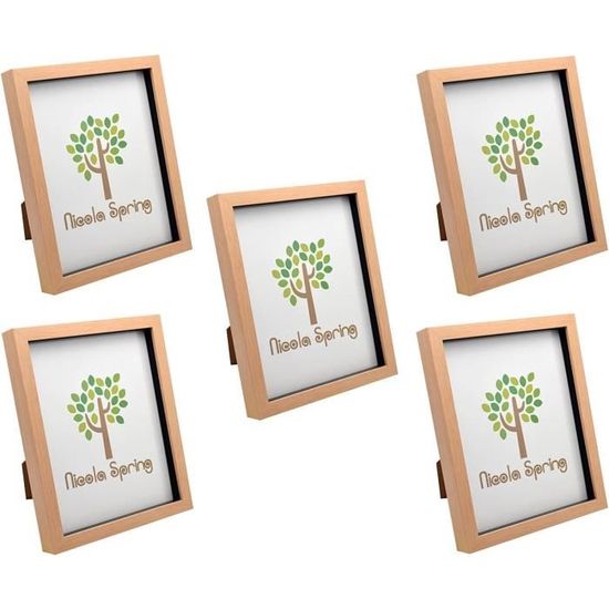 cadre photo format boîte - imitation bois clair - 20,3 x 25,4 cm (8 x 10) - à poser ou à accrocher - lot de 5[A620]