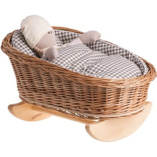 Petitcollin - Lettino In Legno Rosa Panda Per Bambole Fino A 40 Cm - Accessorio Fatto In Francia