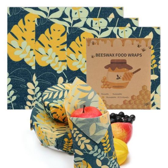 Sachets De Conservation Alimentaire En Cire D’abeille – Tissu Coton Réutilisable 20x23 Cm – Hermétique Pour Fruits, Légumes, Pain - 7