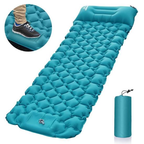 Matelas Camping Autogonflant 10cm – Avec Oreiller Et Pompe à Pied, Ultraléger