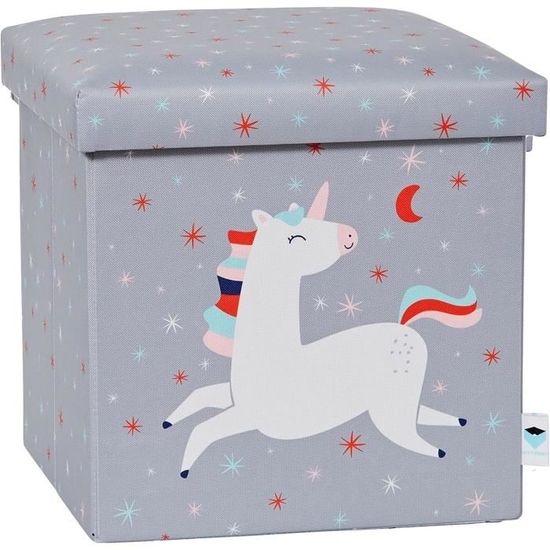 Boîte De Rangement Tissu Avec Couvercle - 33x33x33 Cm - Renfort Bois MDF - Charge Max 30 Kg - Compatible étagère Kallax - Gris Motif Couronne