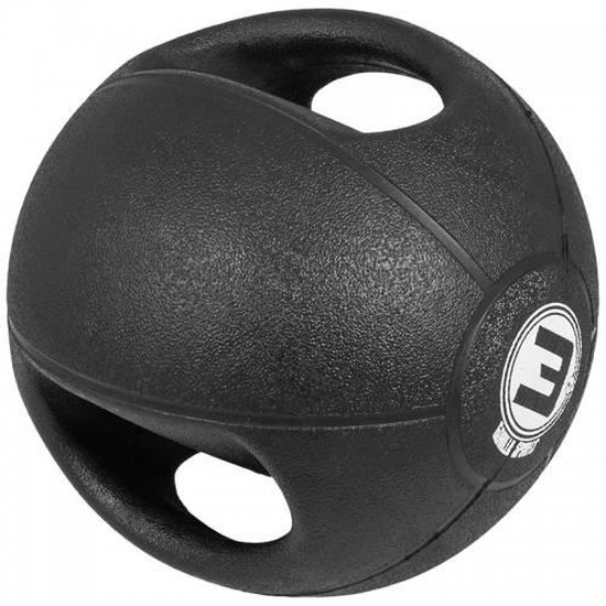 Médecine ball double poignée de 3kg - GORILLA SPORTS - Fitness - Caoutchouc - Noir - Adulte - Intensif
