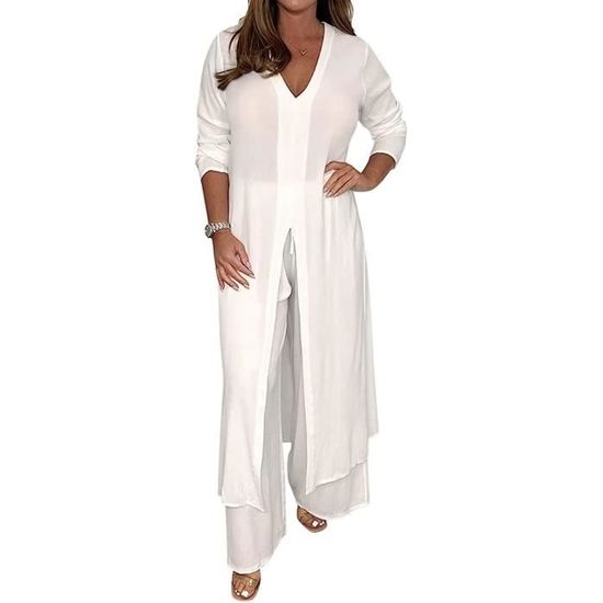 Ensemble été 2 Pièces Femme En Lin - T-shirt Imprimé Floral + Pantalon Large Taille Haute - Chic Et Respirant