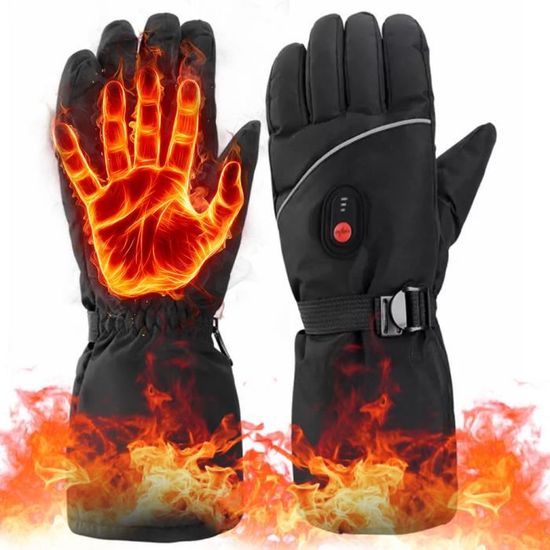 Bilisder Gants Chauffants 4000mAh/7.4V Rechargeables Cuir Gants pour Hommes Femmes Extérieur Chaud Moto Randonnée Chasse Ski Vélo, Hiver Gant Chauffant Électriques