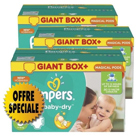 Pampers - 220 couches bébé Taille 5 active baby dry