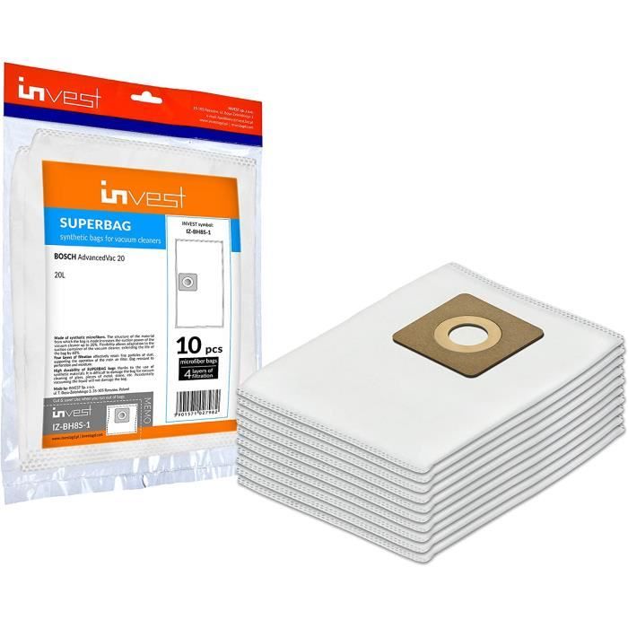 10 Sacchetti Aspirapolvere + 1 Filtro Per Bosch AdvancedVac 20 – Invest IZ-BH8S-1-F
