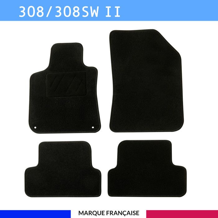 DBS - Tapis De Sol Voiture - Sur Mesure - Adapté à Votre Peugeot 308/308 SW (09/2007-08/2013)- Antidérapant