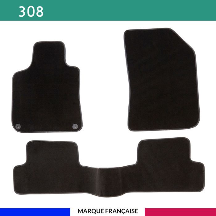 Tapis de voiture - Sur Mesure pour 308 (2013 - 2021) - 3 pièces - Tapis de sol antidérapant pour automobile
