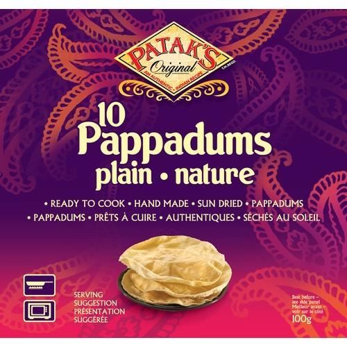 10 Pappadums nature prêts à cuire - 100g
