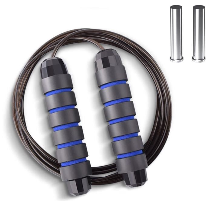 Corde à sauter lestée pour le fitness avec roulements à billes, câble de corde à sauter sans enchevêtrement, poignées antidérapantes