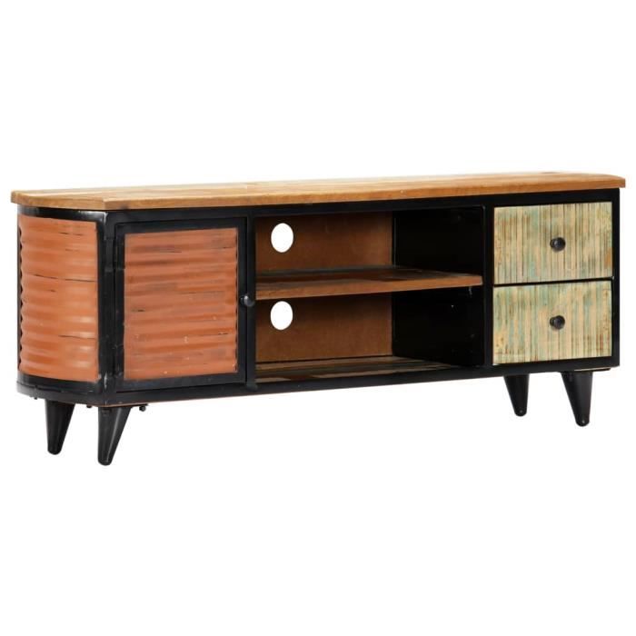 Meuble TV 120 x 30 x 45 cm Bois de récupération massif-REN