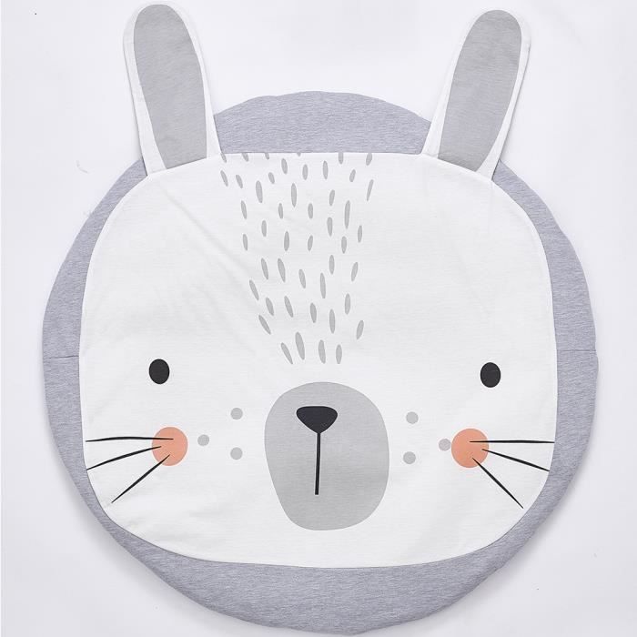 GRIS - Tapis d'Éveil Lapin Tapis de Jeu Rond en Coton Pour Bébé Enfant Mixte Décoration de Chambre