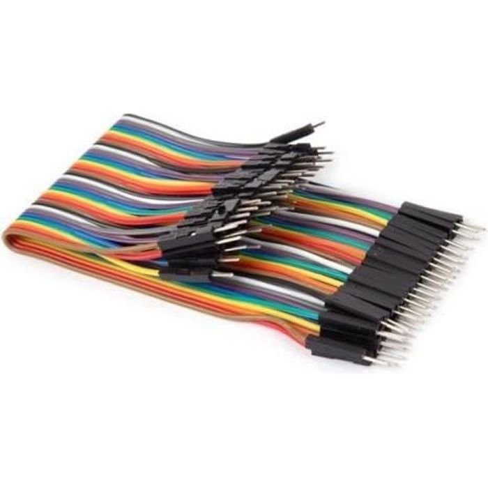 CABLE DE LIAISON 40 BROCHES 15 cm MALE VERS MALE (CABLE PLAT) ARDUINO