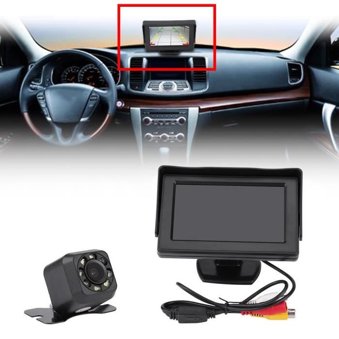 4.3- LCD Moniteur + Caméra de recul Sans Fil Infrarouge Vision Nocturne Sauvegarde aide à la conduite recul pour Voiture Camion RV