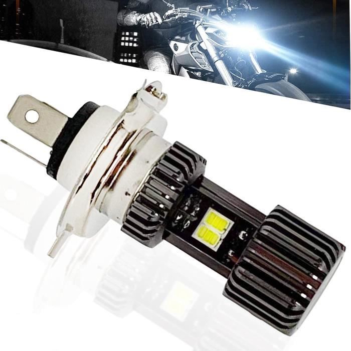 Ampoule H4 HS1 Led moto Phare Avant de Moto ventile AC-DC 10-85V feux croisement et feu route 6500K blanc pour elairage de Moto,Vo
