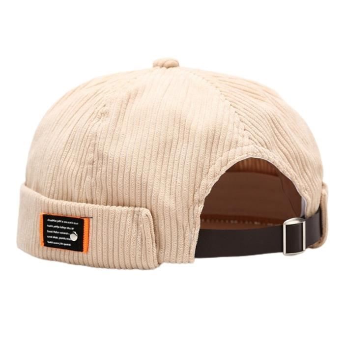 BG -Unisexe lettres étiquette velours bonnet Docker casquette Harajuku Hip Hop rétro roulé manchette sans bride propriétaire marin c