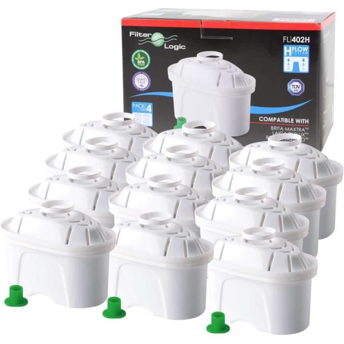 12 x FilterLogic FL402H - Cartouche filtrante compatible BRITA Maxtra pour fill & enjoy Elemaris / Marella / Navelia / Optimax et Bo
