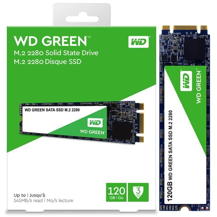 Western Digital WD Green SSD 120 Go de disque dur interne à semi-conducteurs TLC M.2 2280 540 Mo / S pour ordinateur portable