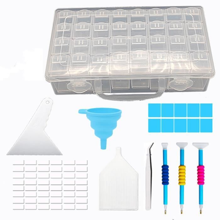 Diamond Painting Accessoires Boite De Rangement Kit, 32 Compartiments Boîte, Kit Diamant Painting Accessoire - 54Pcs Set