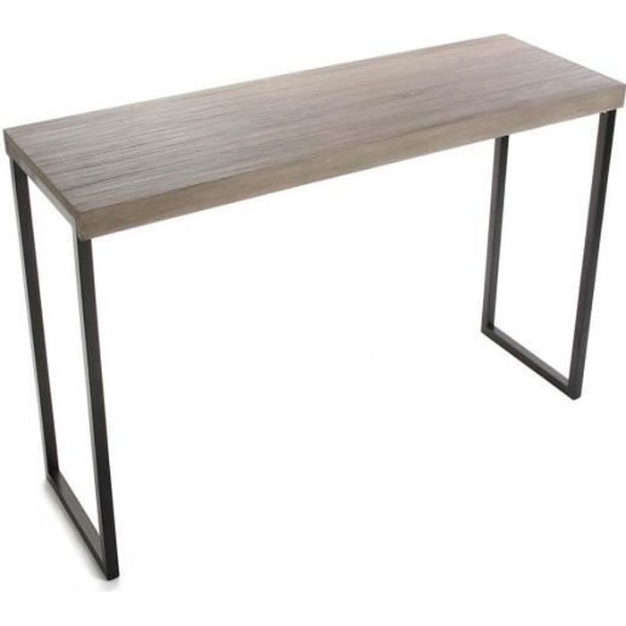 Console d'Entrée en Bois Couleur Chêne et Métal Noir